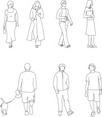 silhouette design vector illustration sketch of a group of people with all their activities