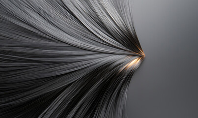 Dynamic flow of dark hair with illuminated highlights studio setting abstract photography close-up view artistic concept