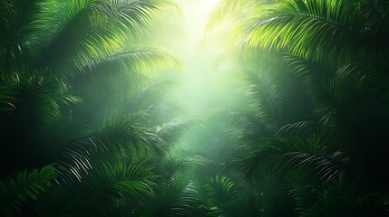 Sunlit path through lush tropical jungle.