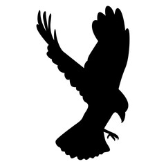 Silhouette of Spooky Halloween Crow. Flat Vector Illustration.