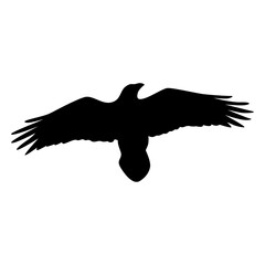 Silhouette of Spooky Halloween Crow. Flat Vector Illustration.