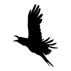 Silhouette of Spooky Halloween Crow. Flat Vector Illustration.