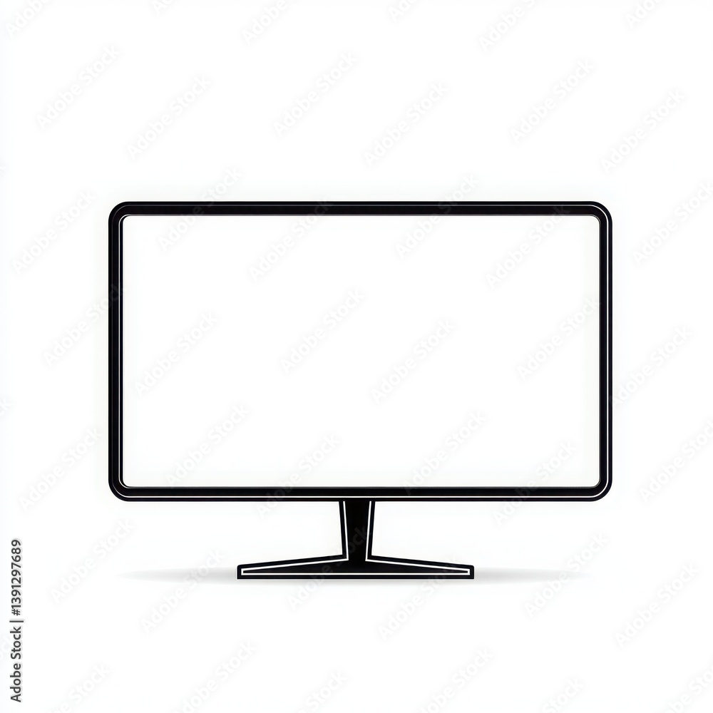 Fototapete illustration of a blank computer monitor with a thin black frame on a white background space for tex