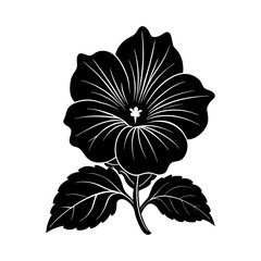 Fototapeta premium hollyhock flower silhouette vector on white