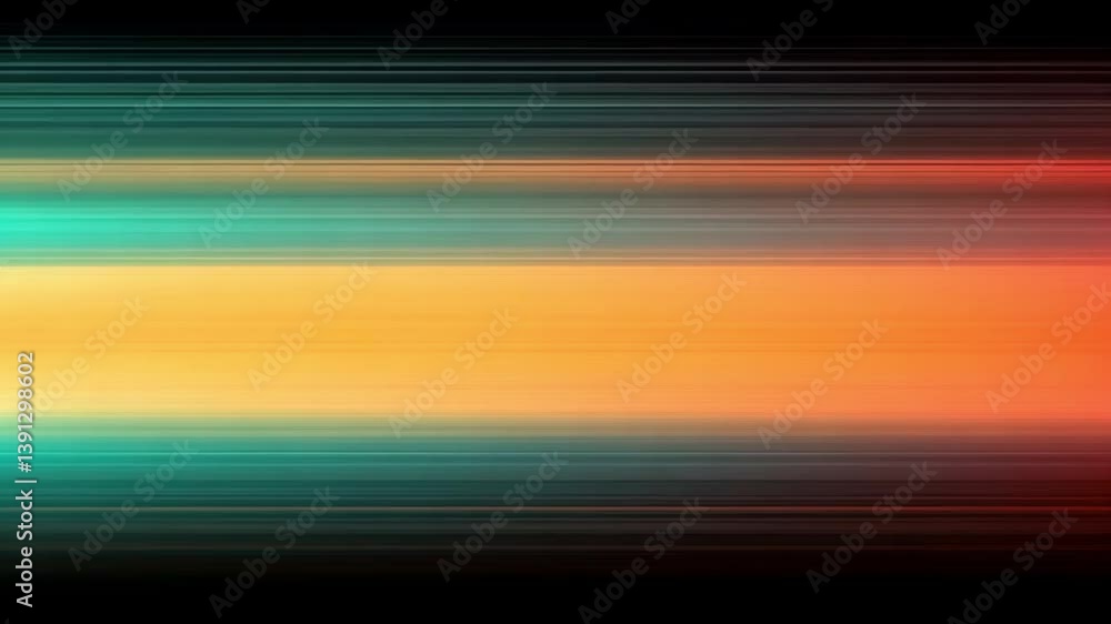 Poster vibrant abstract background with dynamic horizontal lines in teal, orange, and black, creating energ