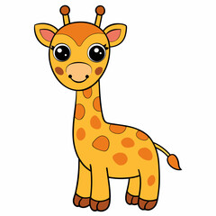 Colorful Giraffe Vector Design: Artistic Wildlife Illustration on White Background