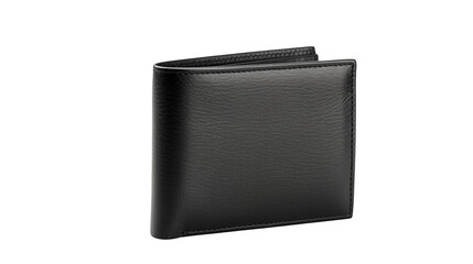 A simple black leather wallet on a transparent background 