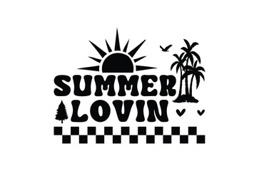 Summer lovin svg, Summer svg , summer t shirt bundle, Beach Vector Illustration, Hello summer quotes, sunsets Boho Retro Summer Beach SVG T shirt design