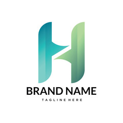 H gradient abstract letter logo