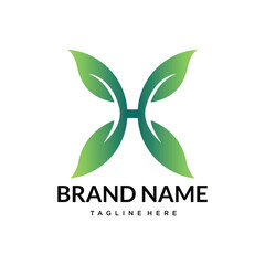H green leaf gradient logo