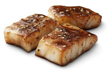 A realistic photo of Black Cod Miso, hyper-realistic, isolated on white