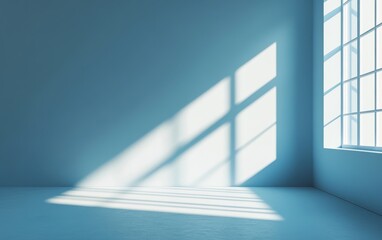 Fototapeta premium Empty room with sunlight streaming through a large window