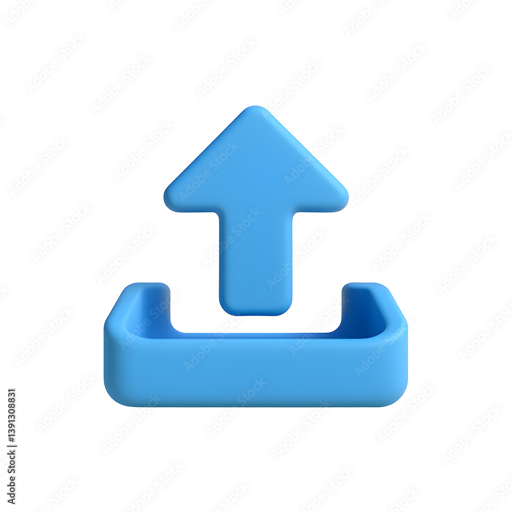 Aufkleber 3d upload arrow icon in blue color showing file transfer or data sharing on png transparency backgro