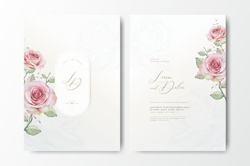 beautiful wedding invitation card with roses flower design	