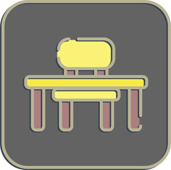 Icon desk. School and education elements. Icons in embossed style. Good for prints, posters, logo, advertisement, infographics, etc.