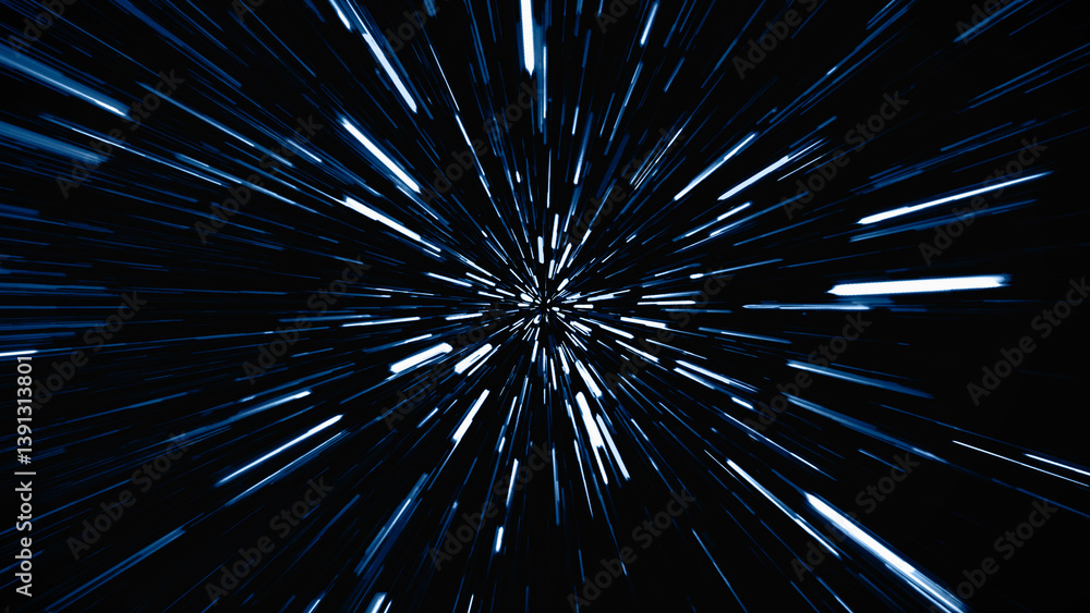 Poster abstract flight in space hyper jump illustration
