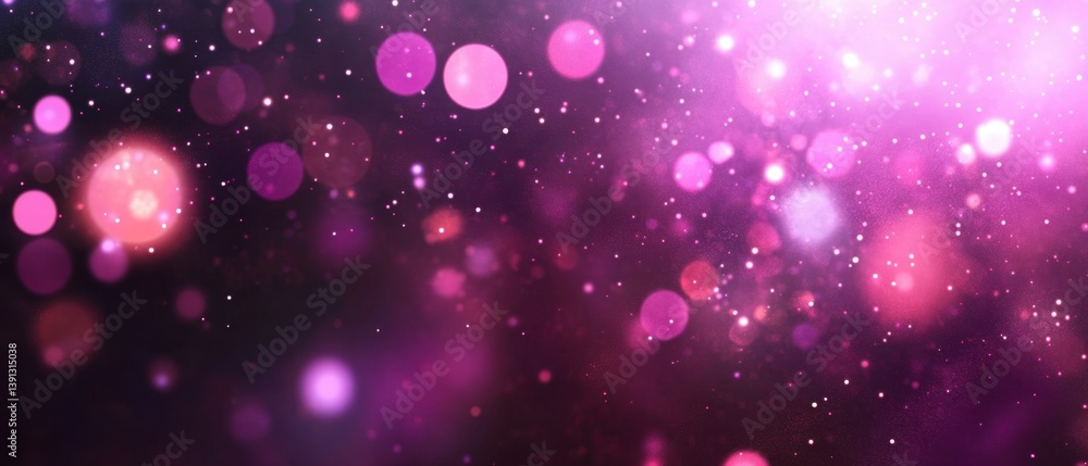 Poster abstract sparkling background with pink and purple bokeh lights creating a magical and dreamy atmosp