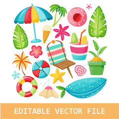 Set of summer beach element