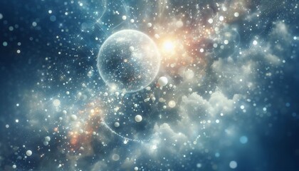 Abstract representation of falling snow in soft white and blue