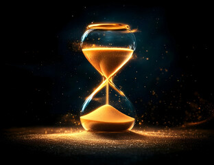 A mesmerizing hourglass with golden sand, symbolizing the passage of time and the beauty of fleeting moments in life.