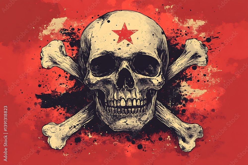 Poster a vector graphic showing a danger symbol with skull and bone imagery.