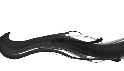 Fluid, elegant calligraphy brush stroke; dark ink on white, smooth curves,  sumi-e, chinese