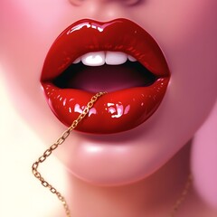 red lips isolated on white background