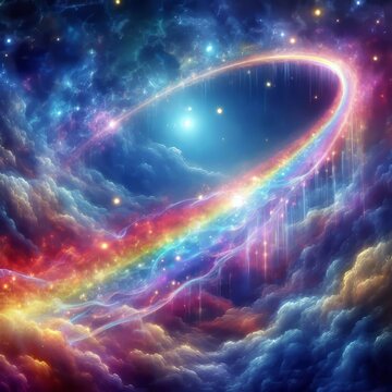 Rainbow Bridge Bifrost A shimmering semi transparent bridge made