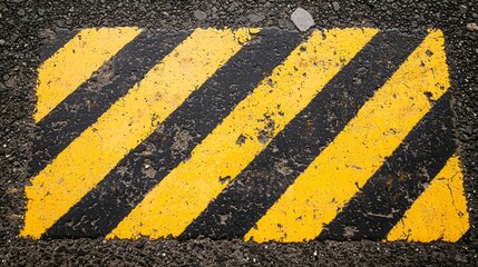 Fototapeta premium A yellow and black striped road sign