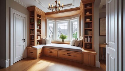 Window Seat Built in space saving window seat with hidden storag