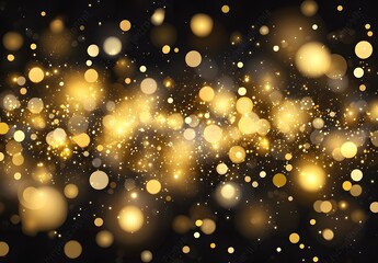 A Dazzling Display of Golden Lights and Sparkling Stardust on a Midnight Black Background, Perfect for Festive Celebrations