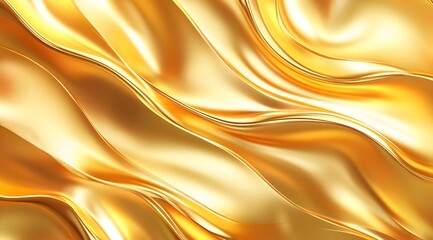 The Luxurious Undulation of Golden Silk A 3D Render of Opulent, Flowing Fabric