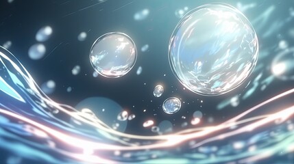 Bubbles playfully floating in crystal clear water creating a captivating and lively scene full of movement and light