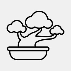 Icon bonsai. Japan elements. Icons in line style. Good for prints, posters, logo, advertisement, infographics, etc.