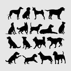 set collection vector dog silhouette