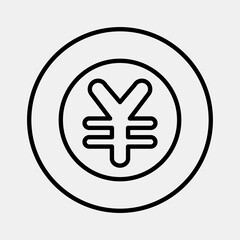 Icon japan yen currency. Japan elements. Icons in line style. Good for prints, posters, logo, advertisement, infographics, etc.