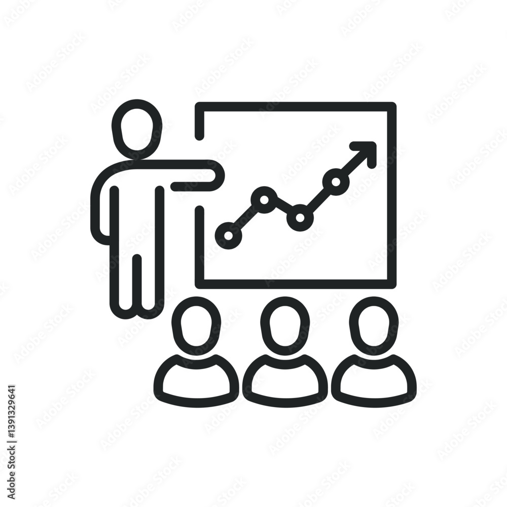 Poster presentation thin line icons. editable stroke and perfect pixel on transparent background