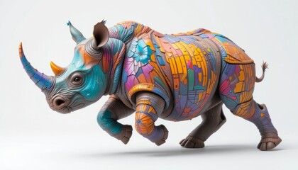 Fototapeta premium rhino on white