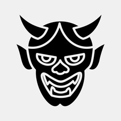 Icon hannya mask. Japan elements. Icons in glyph style. Good for prints, posters, logo, advertisement, infographics, etc.