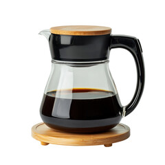 Stylish home appliances modern glass coffee maker with cutout background for effortless design