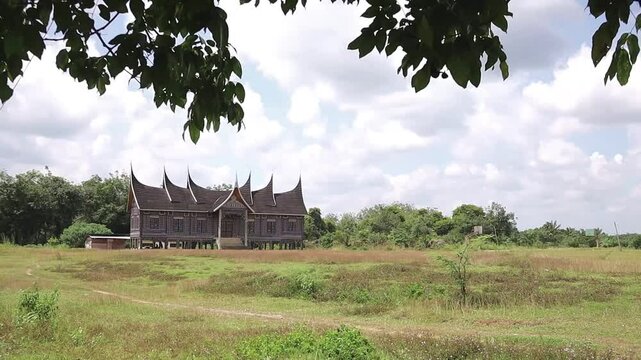 Big House or Rumah Gadang View with Cloudy Sky