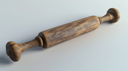 Wooden rolling pin on light background