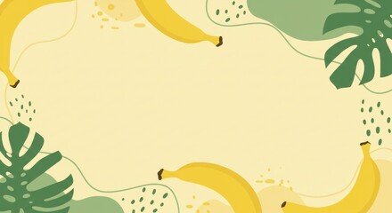 Tropical illustration featuring bananas and leaves.