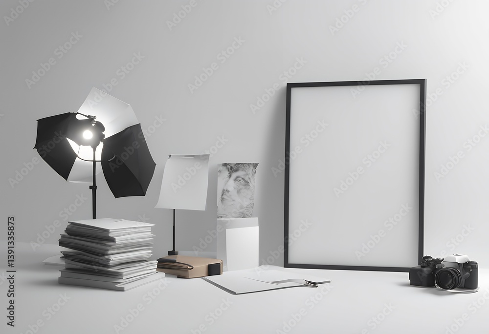 Poster paper soft blank a4 background mock 3d white size isolated portrait illustration message flier reali