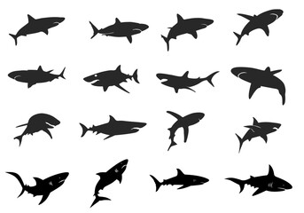 Vector Shark Silhouettes. vector. editable