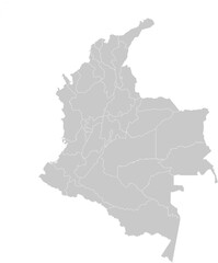 Colombia administrative vector map with level 1 region boundaries – PPT-compatible & fully editable by region