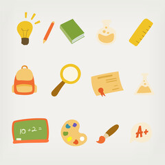 Set of Vector Education Clipart Perfect for Back to School Themed Design