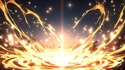 Fototapeta premium Fiery fireball surrounded by sparks creating a dynamic and energizing visual display that evokes power and intensity in the atmosphere