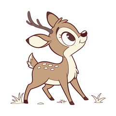 Obraz premium Cute baby deer looking at front vector illustration