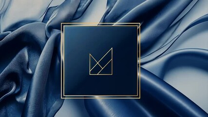 Elegant monogram on luxurious blue silk